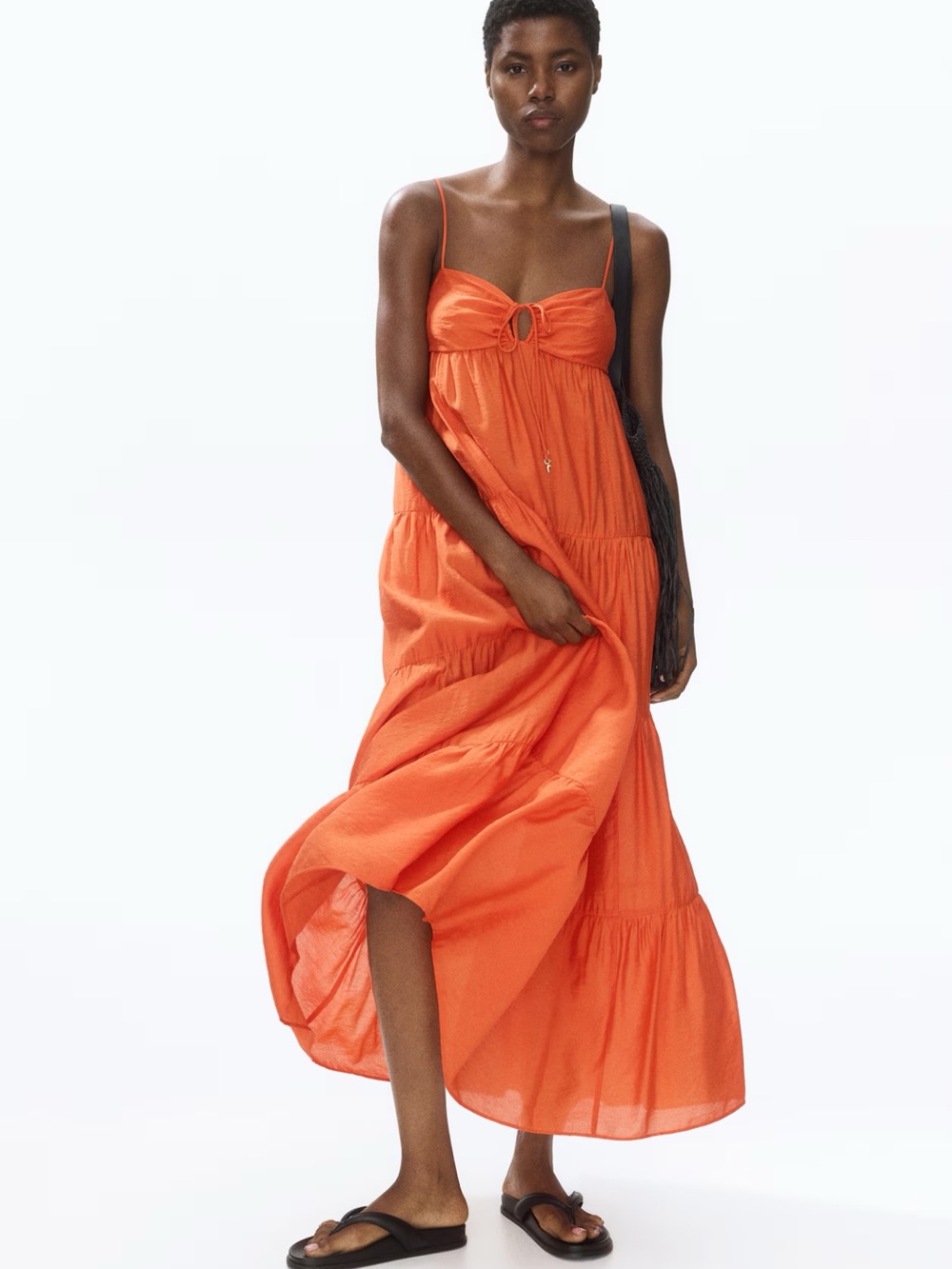 H&M Orange Tiered Maxi Dress - Picture 1 of 5